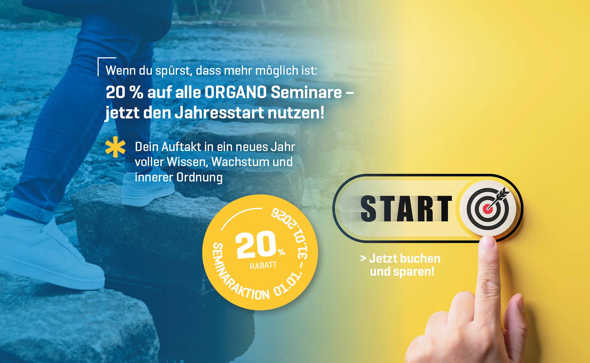 Seminar-Aktion 2026: 20% Rabatt auf alle ORGANO Seminare